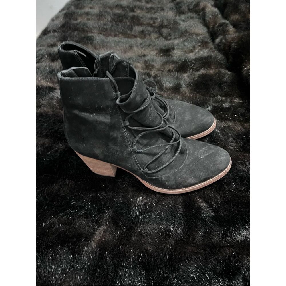 Sam Edelman Millard Lace-Up Bootie, Black Leather,‎ Womens Size 9.5